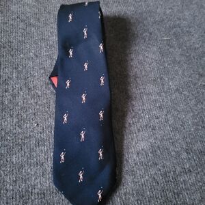 Vintage Navy Tie with Tennis Player Pattern